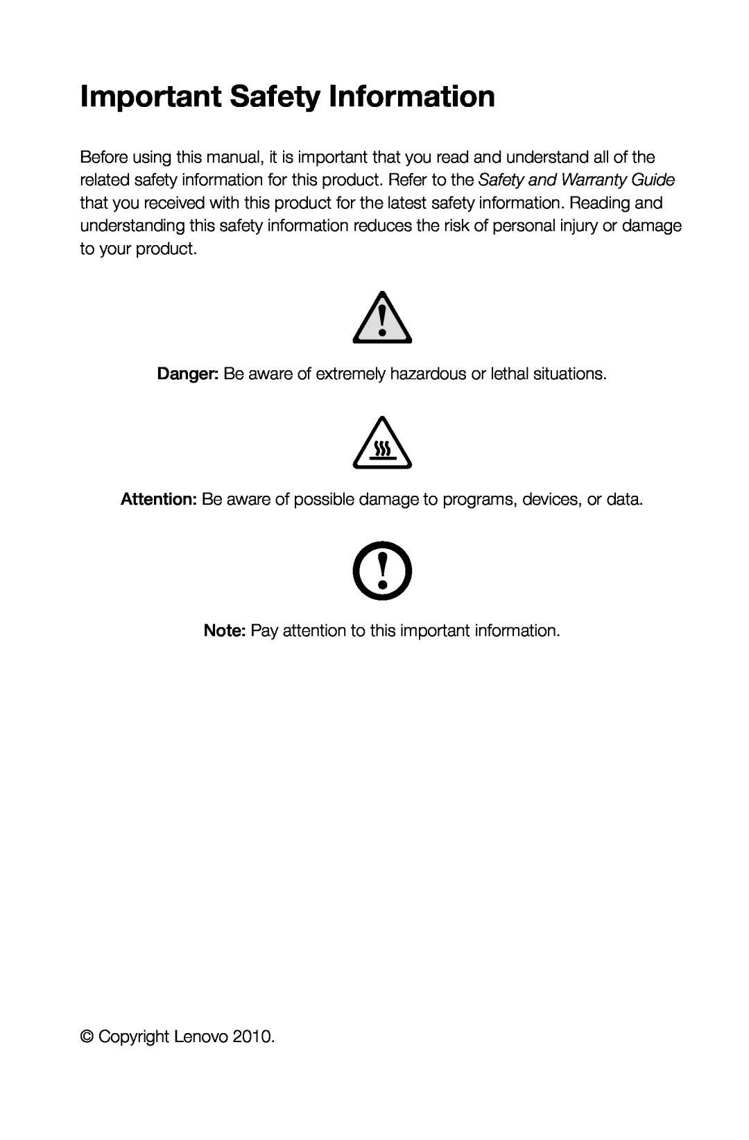 Lenovo 10052, B3, 10051 manual Important Safety Information 