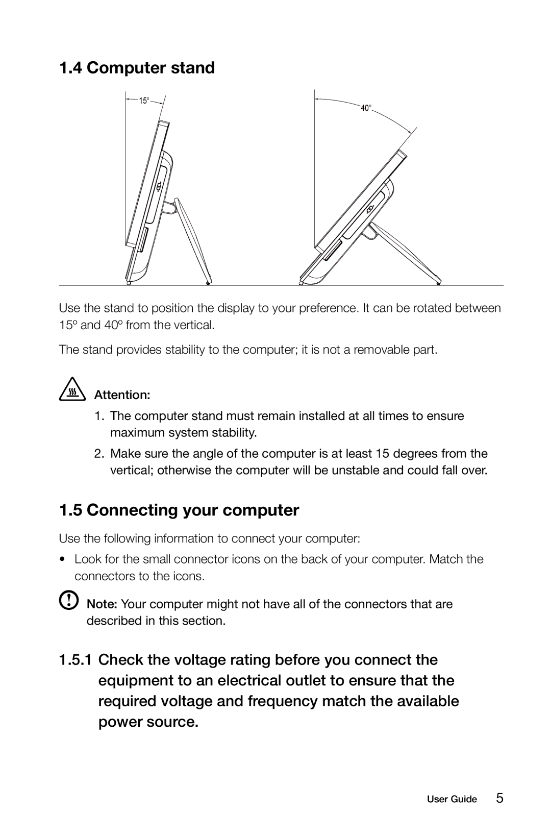 Lenovo 10051, B3, 10052 manual Computer stand, Connecting your computer 