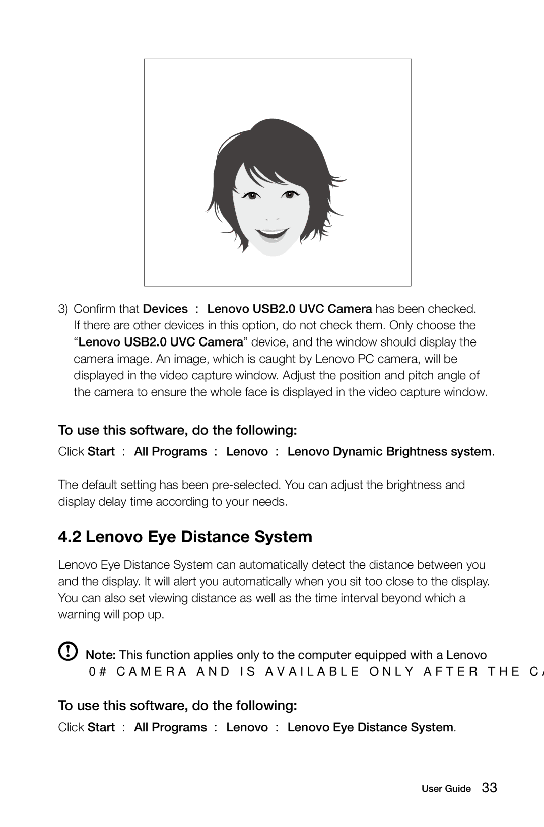 Lenovo 10052, B3, 10051 manual Lenovo Eye Distance System, To use this software, do the following 