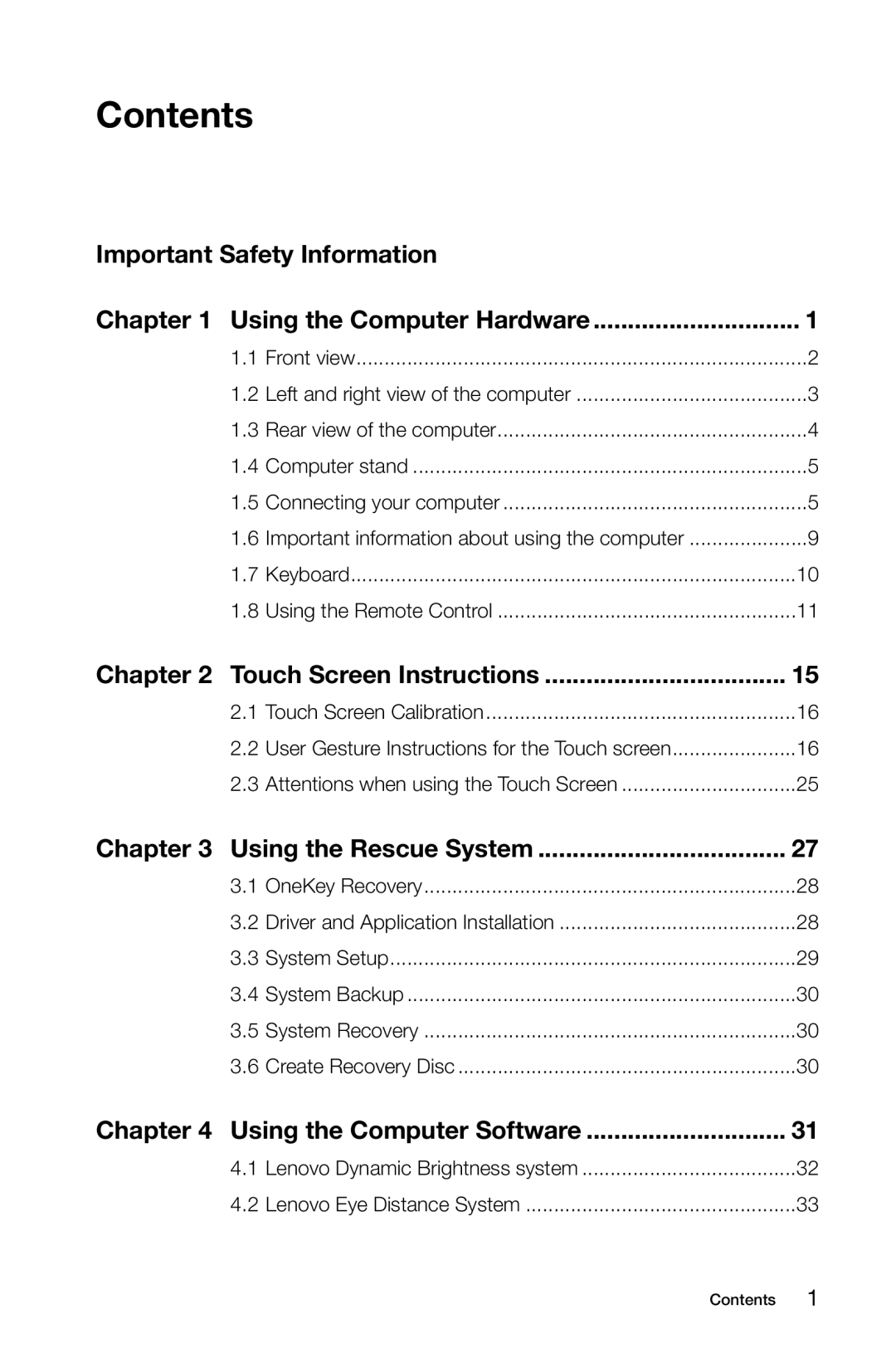 Lenovo 10051, B3, 10052 manual Contents 