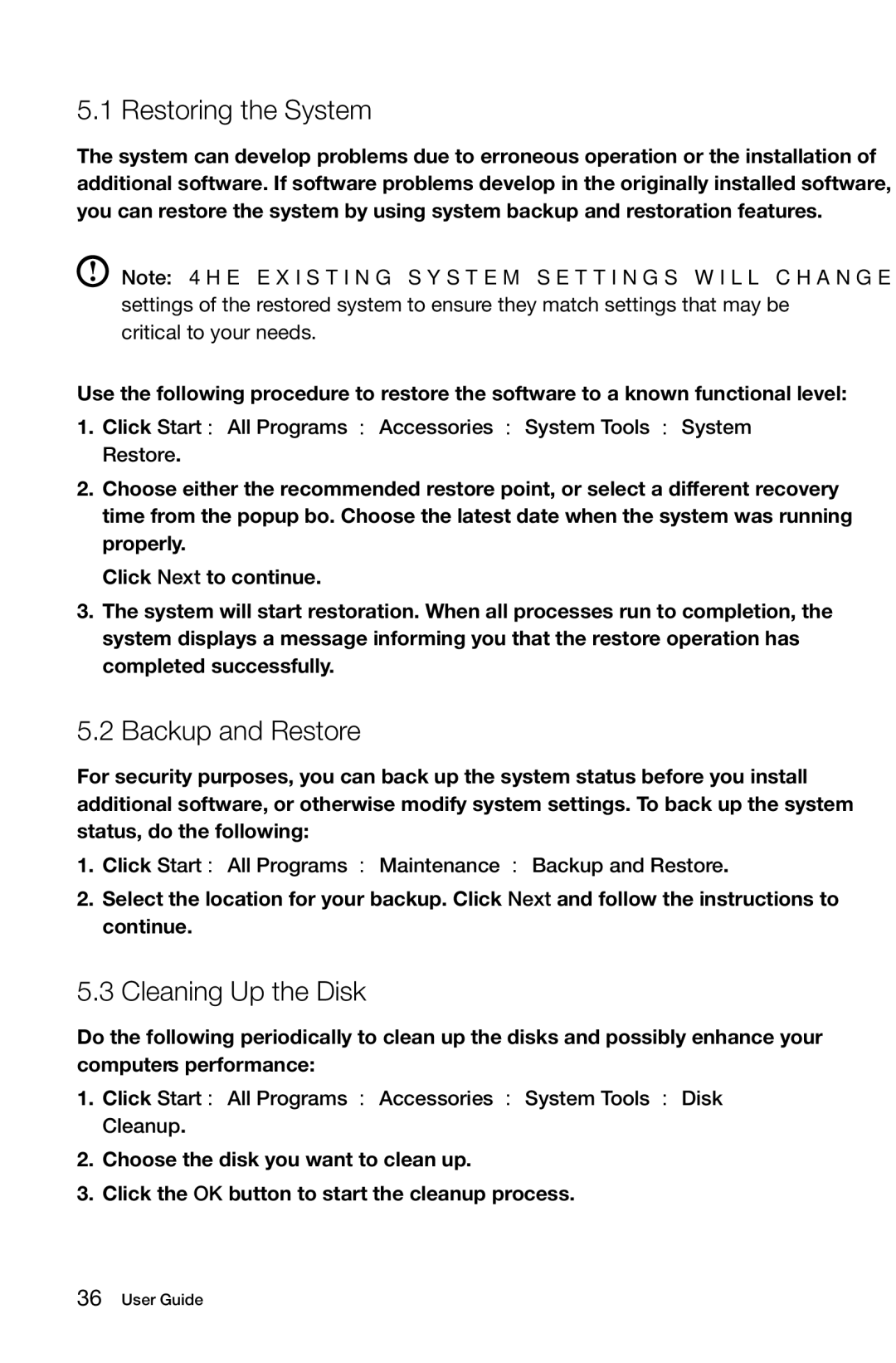 Lenovo 10052, B3, 10051 manual Restoring the System, Backup and Restore, Cleaning Up the Disk 