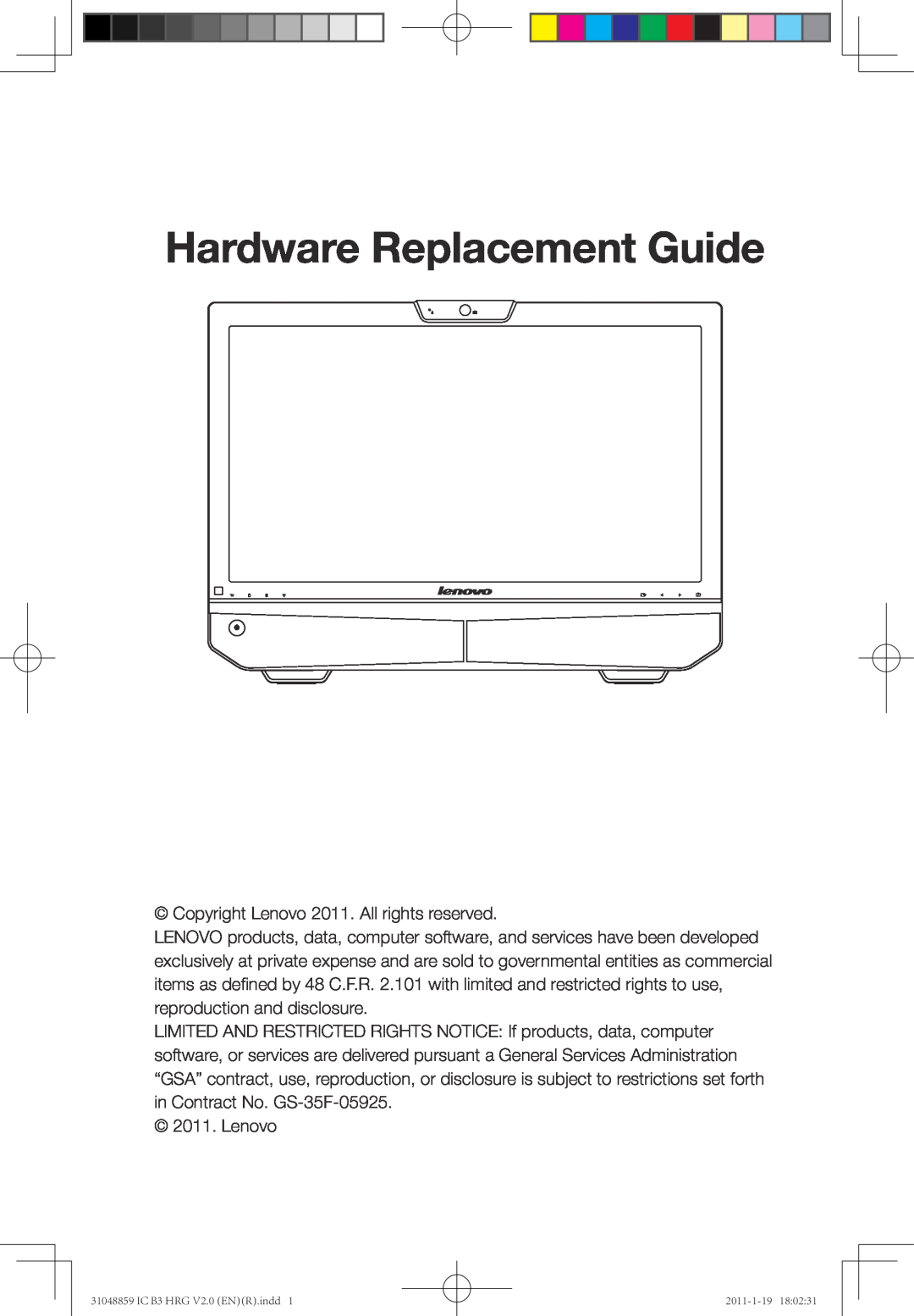 Lenovo B3 manual Hardware Replacement Guide 