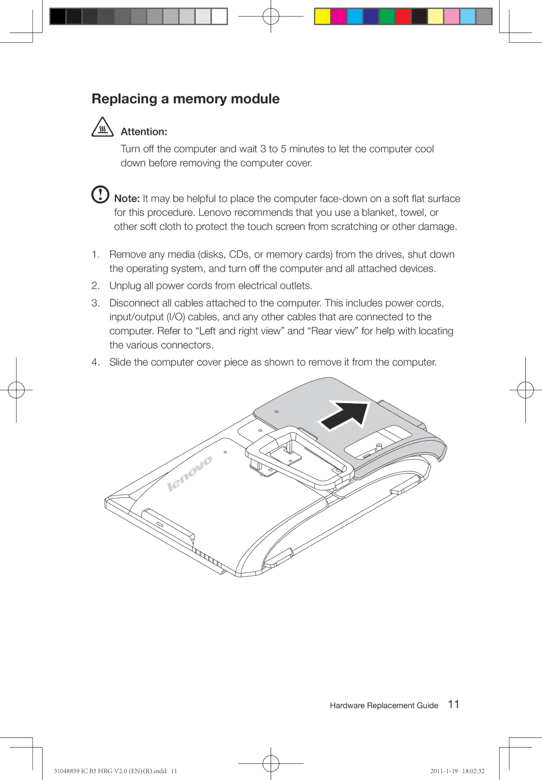 Lenovo B3 manual Replacing a memory module 