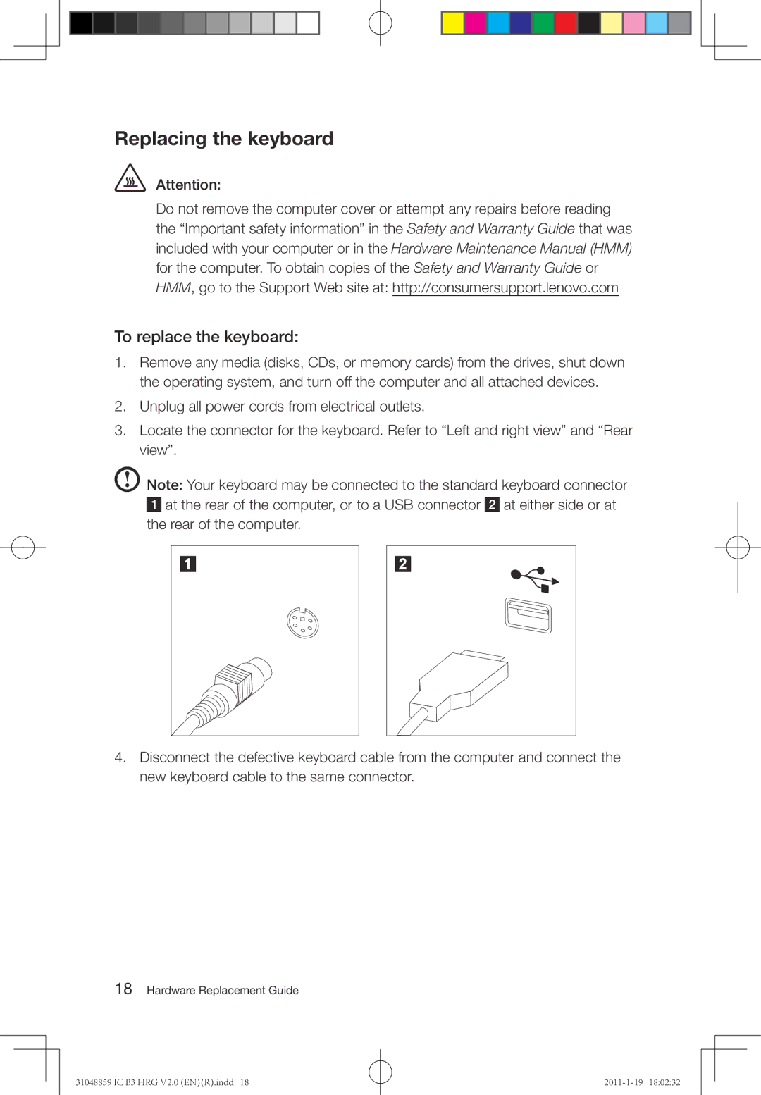 Lenovo B3 manual Replacing the keyboard, To replace the keyboard 