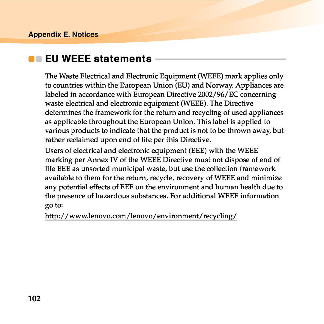 Lenovo B450 manual EU WEEE statements 