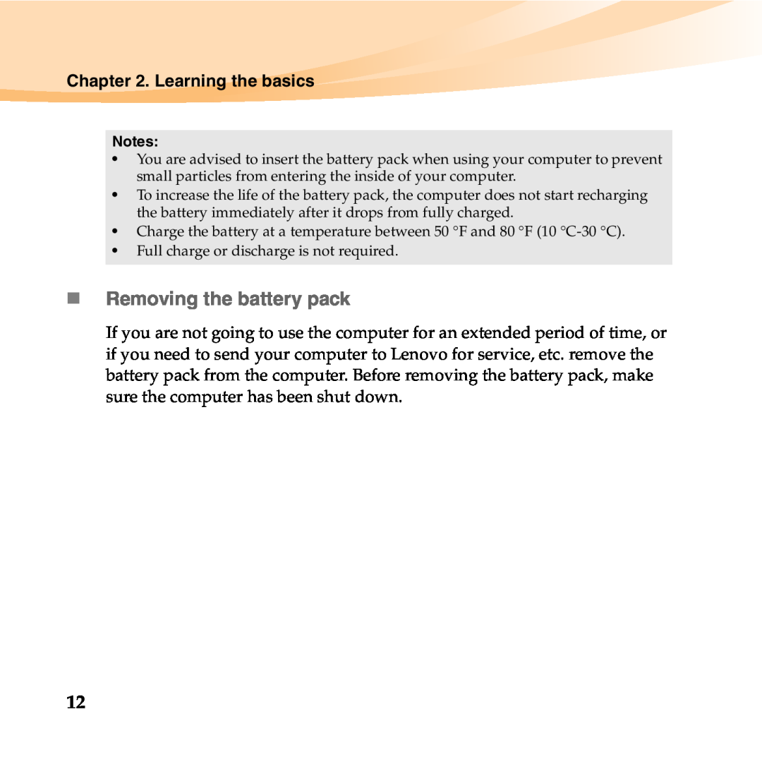 Lenovo B450 manual „Removing the battery pack 