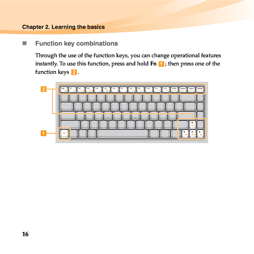 Lenovo B450 manual „Function key combinations 