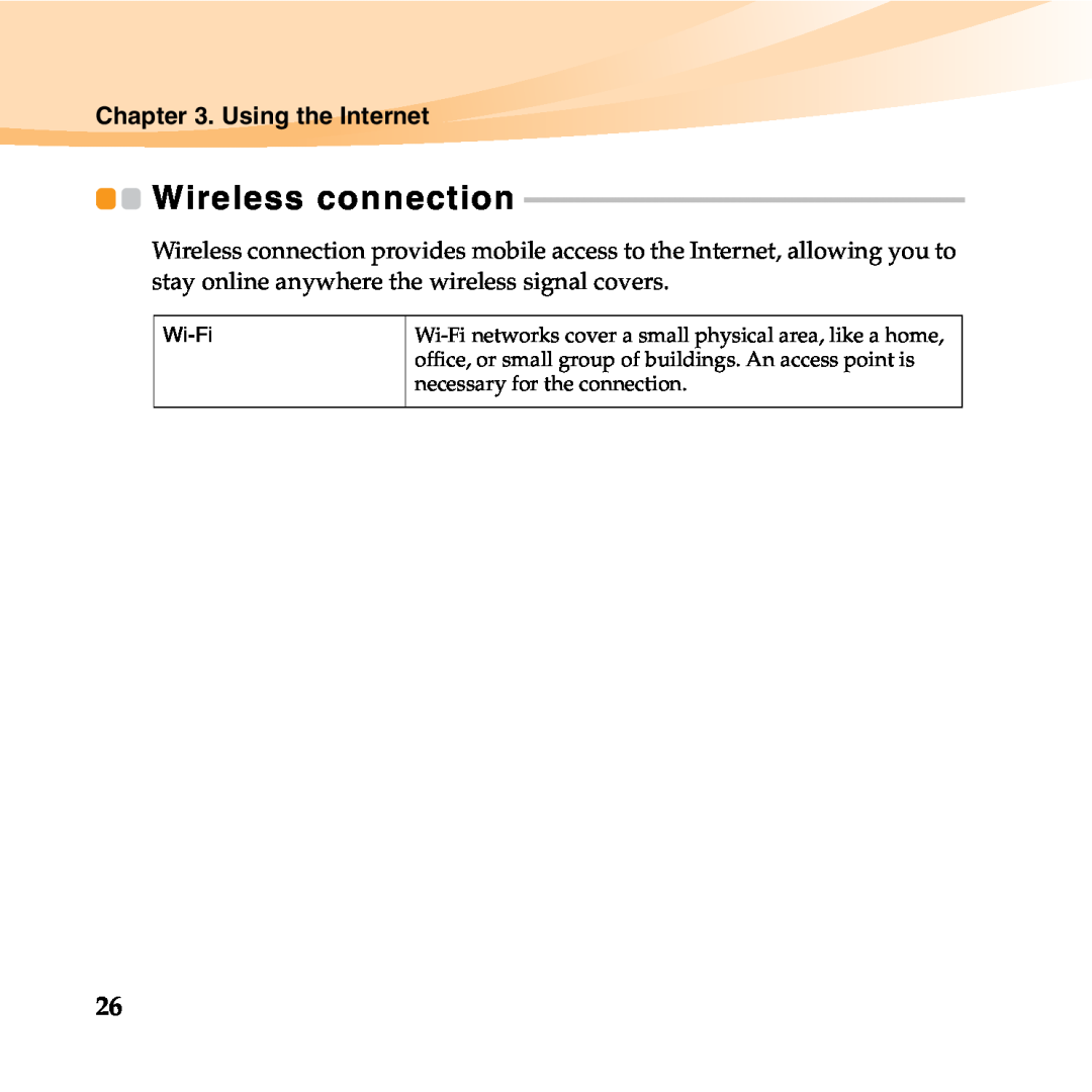 Lenovo B450 manual Wireless connection, Wi-Fi 
