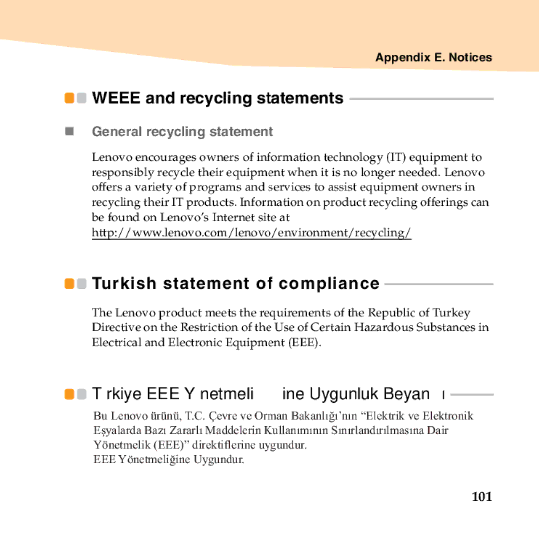 Lenovo B450 manual Weee and recycling statements, „ General recycling statement 