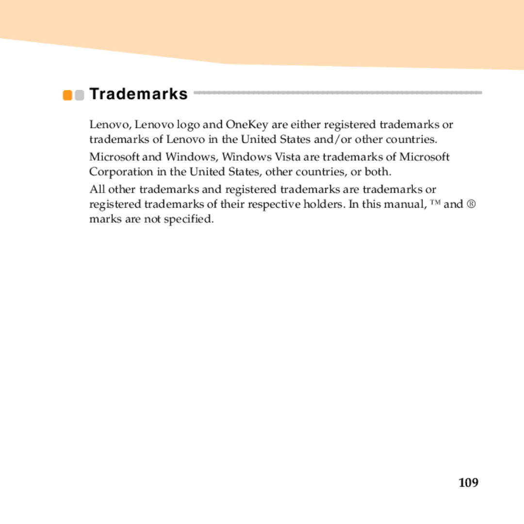 Lenovo B450 manual Trademarks 