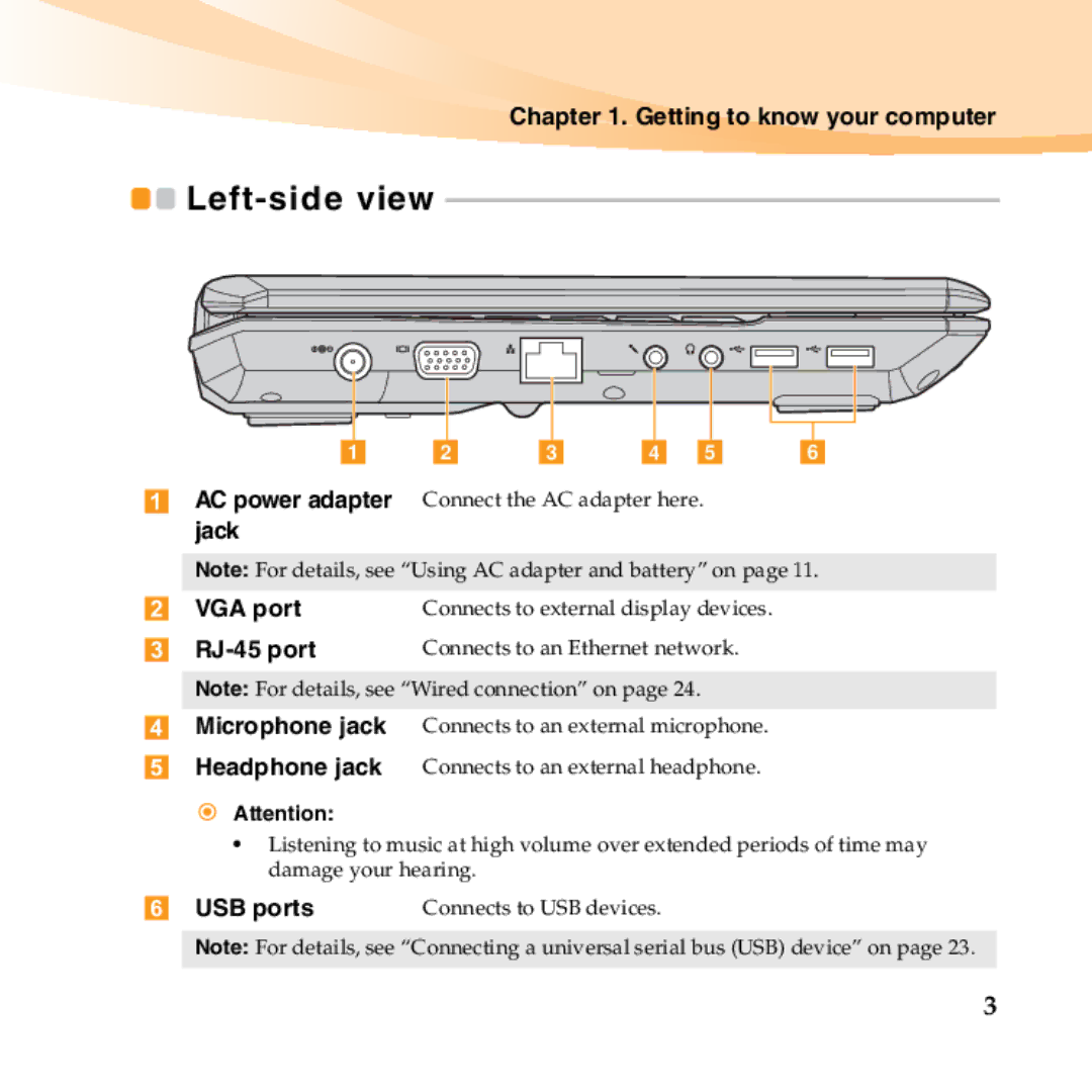 Lenovo B450 manual Left-side view, Jack 