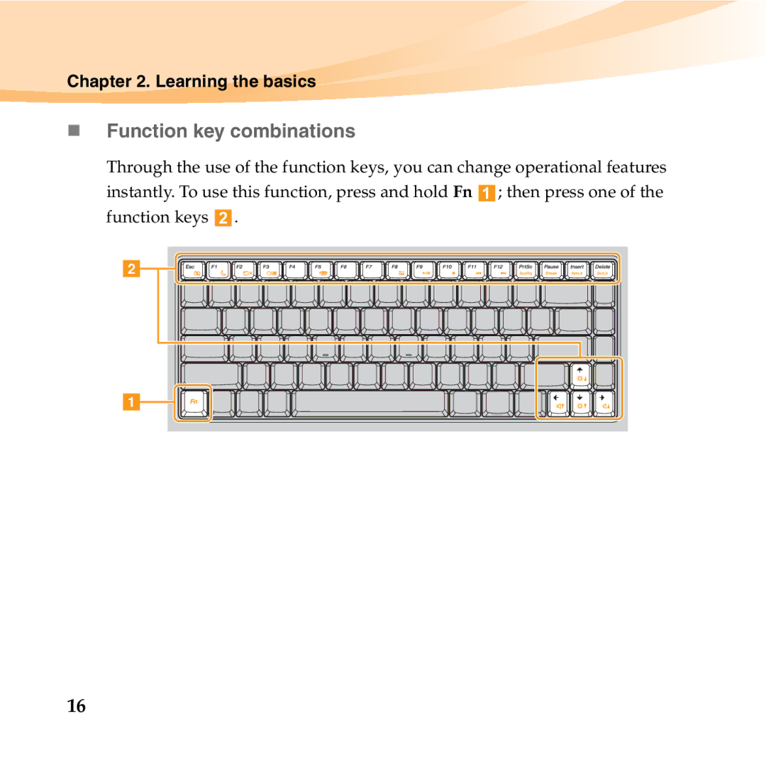 Lenovo B450 manual „ Function key combinations 