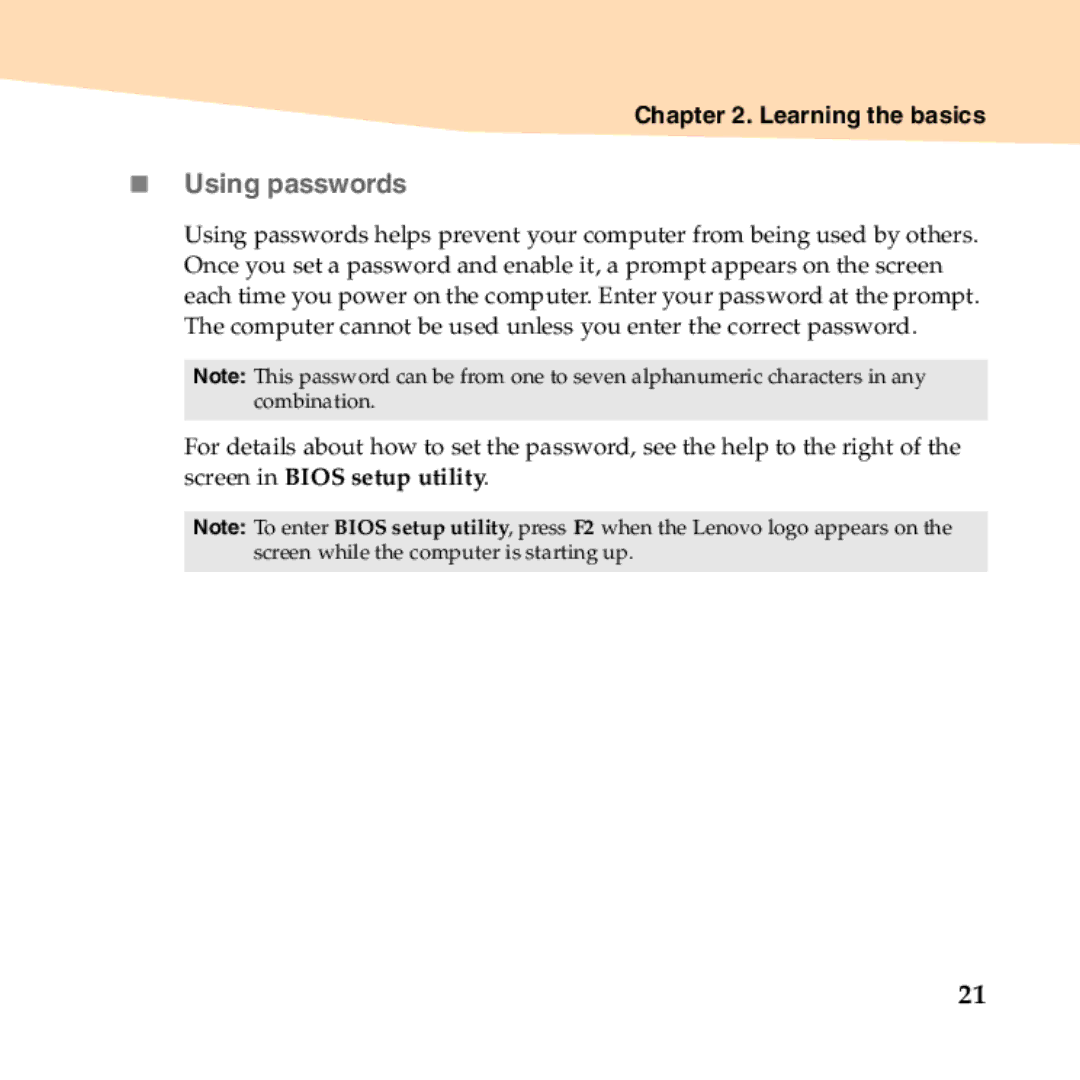Lenovo B450 manual „ Using passwords 