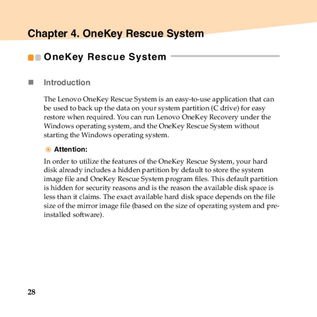 Lenovo B450 manual OneKey Rescue System, „ Introduction 