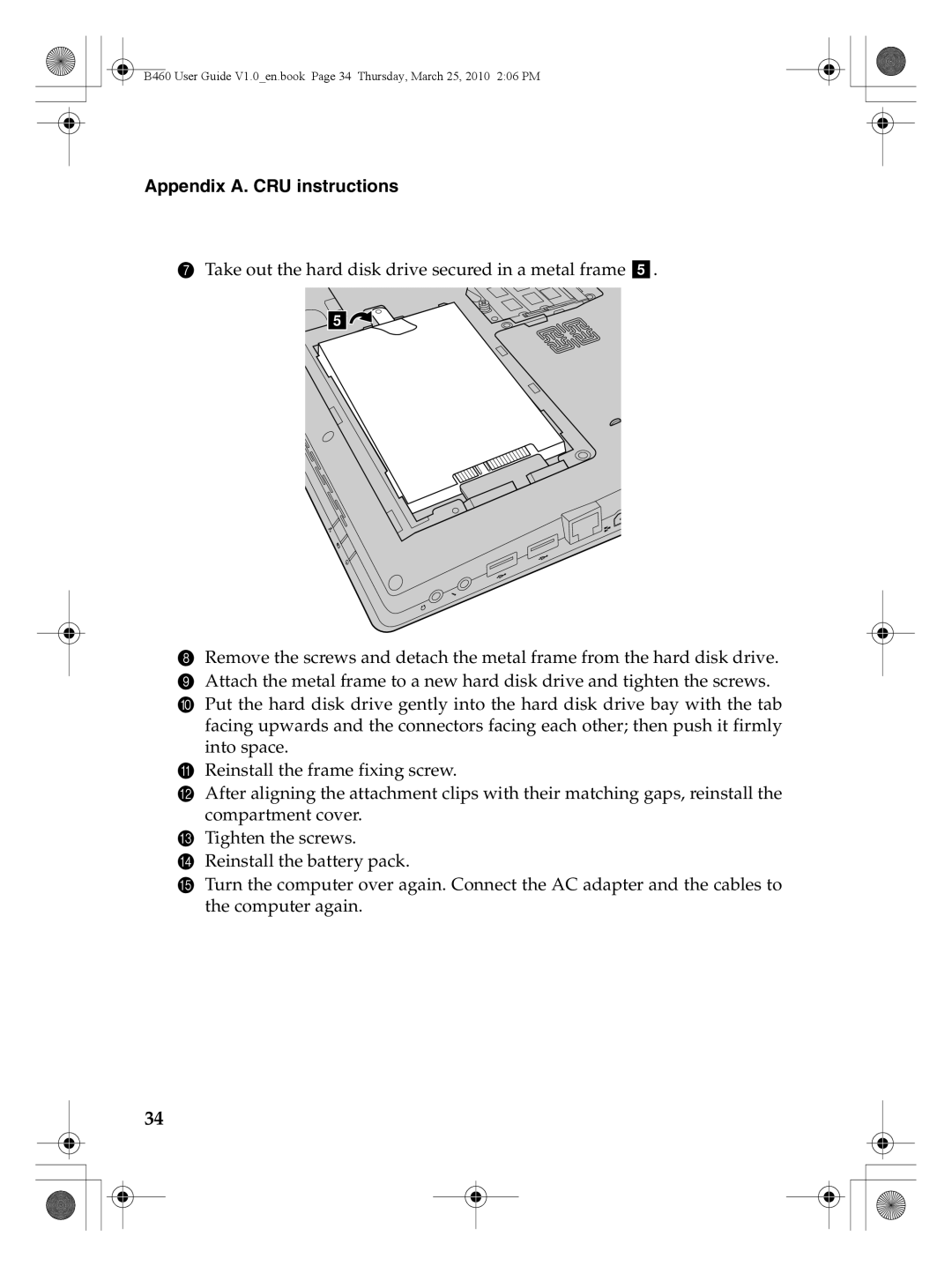 Lenovo B460 manual Appendix A. CRU instructions 