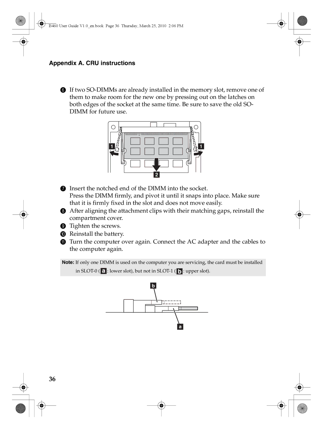 Lenovo B460 manual Appendix A. CRU instructions 