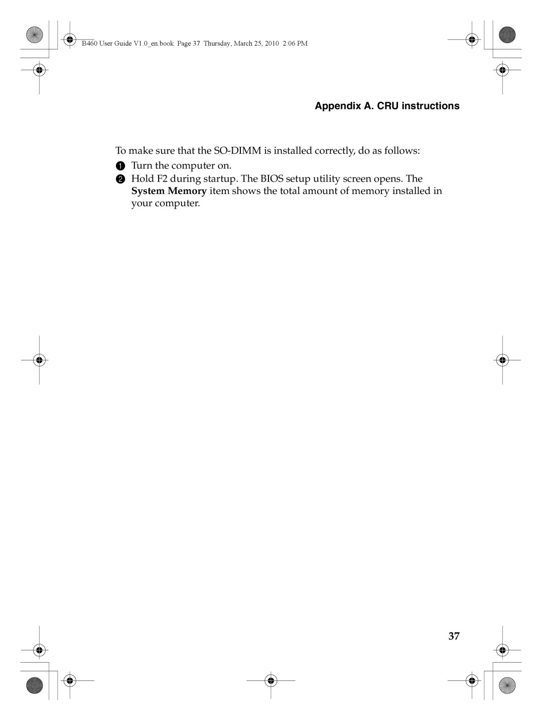 Lenovo B460 manual Appendix A. CRU instructions 