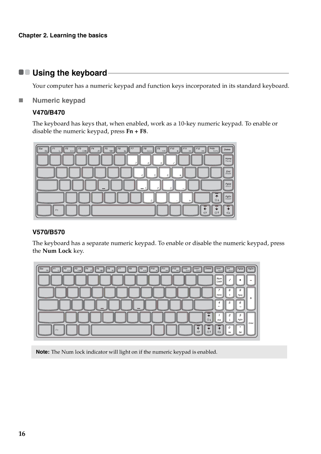 Lenovo manual „ Numeric keypad, V470/B470, V570/B570 