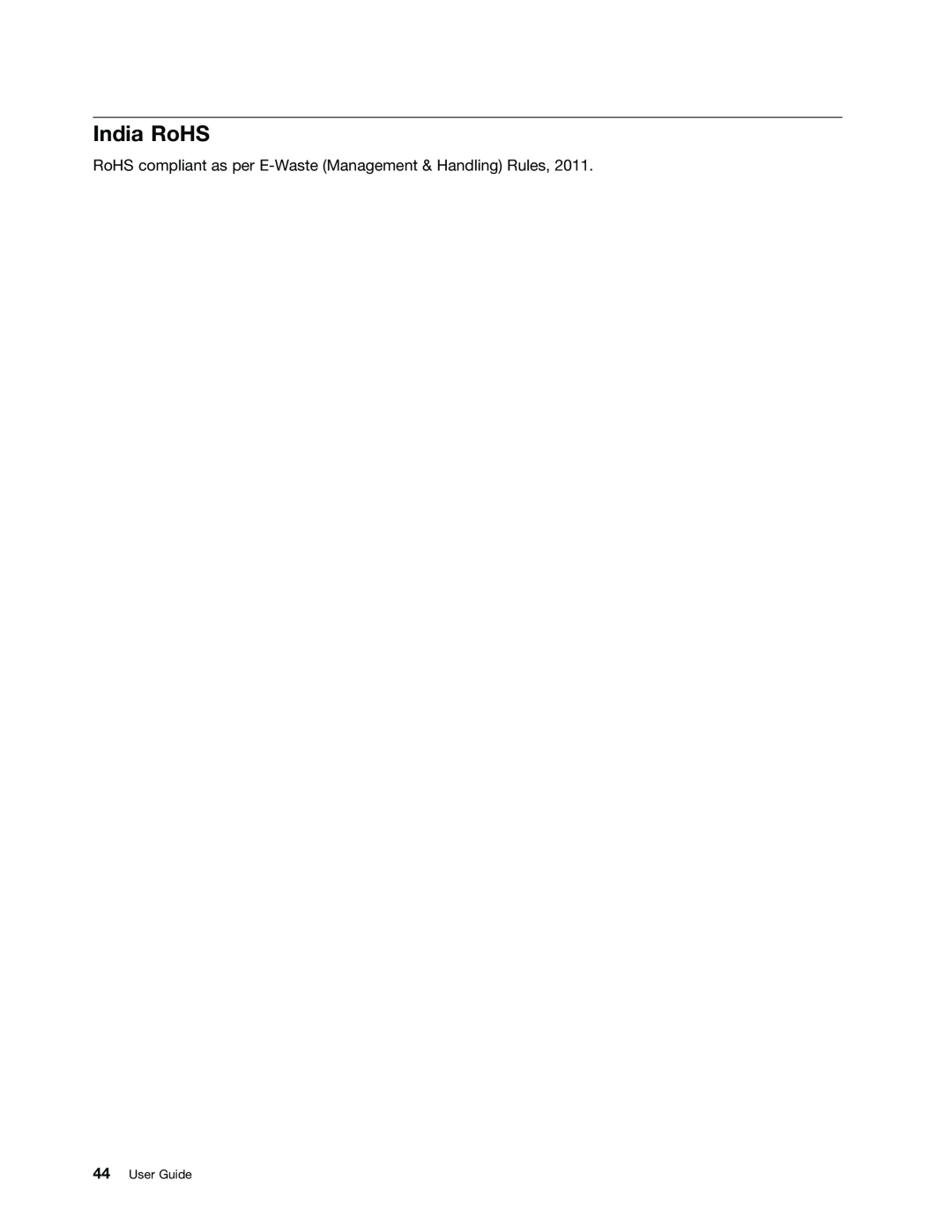 Lenovo B470E manual India RoHS, RoHS compliant as per E-Waste Management & Handling Rules, User Guide 