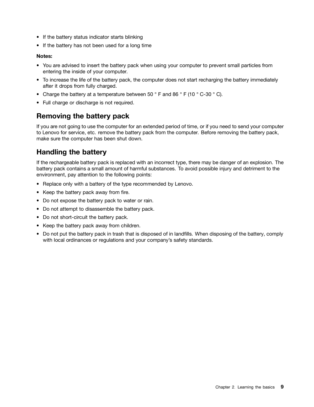 Lenovo B470E manual Removing the battery pack, Handling the battery 