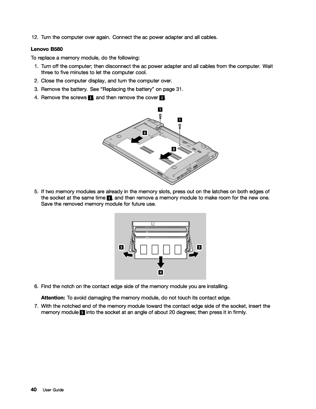 Lenovo B480 manual Lenovo B580, User Guide 