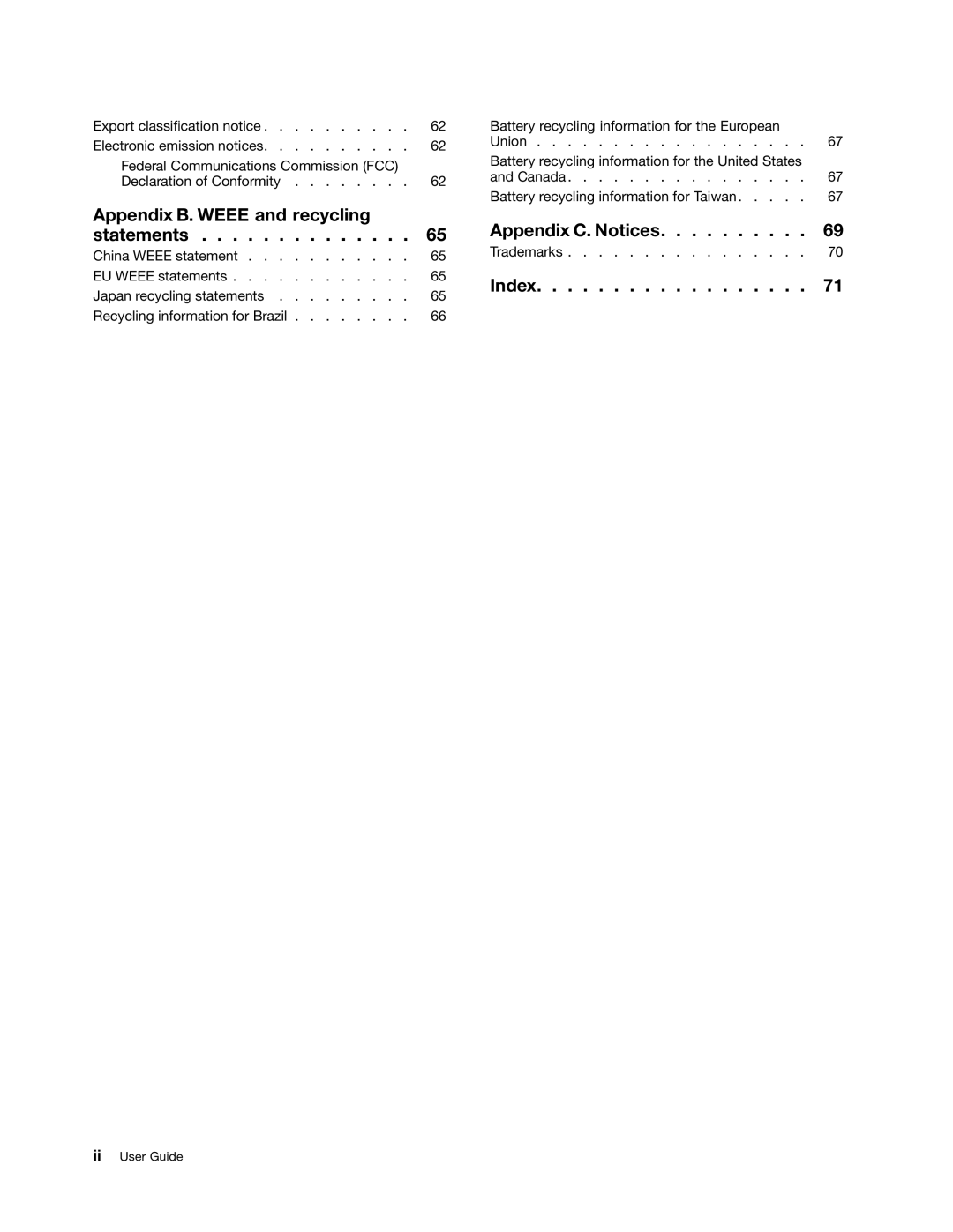 Lenovo B485 manual Appendix C. Notices 