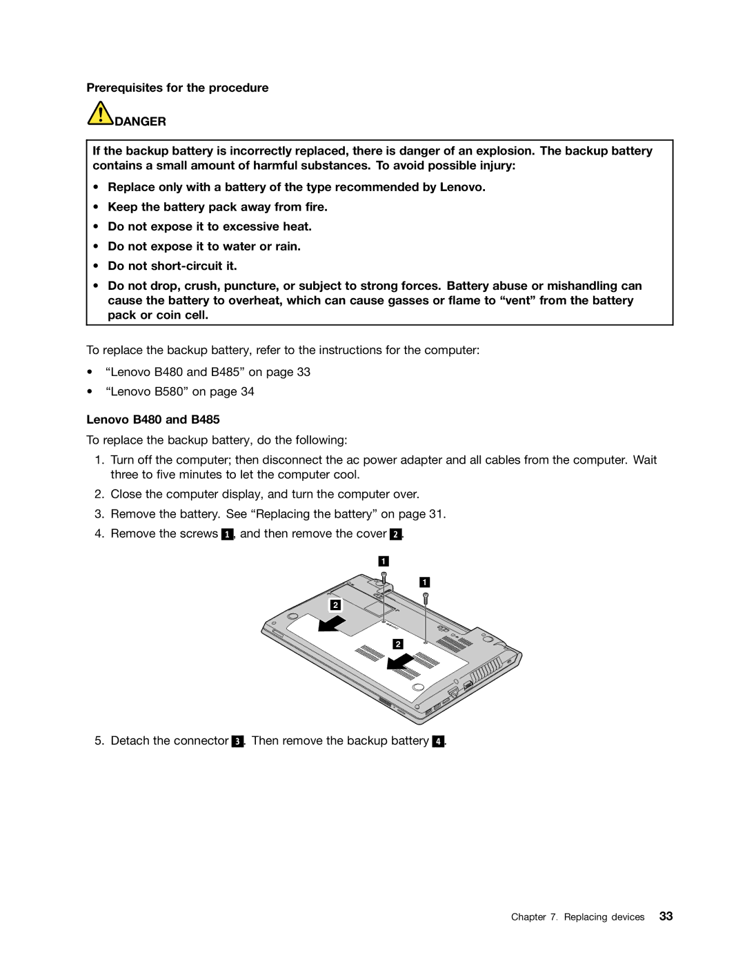 Lenovo B485 manual Replacing devices 