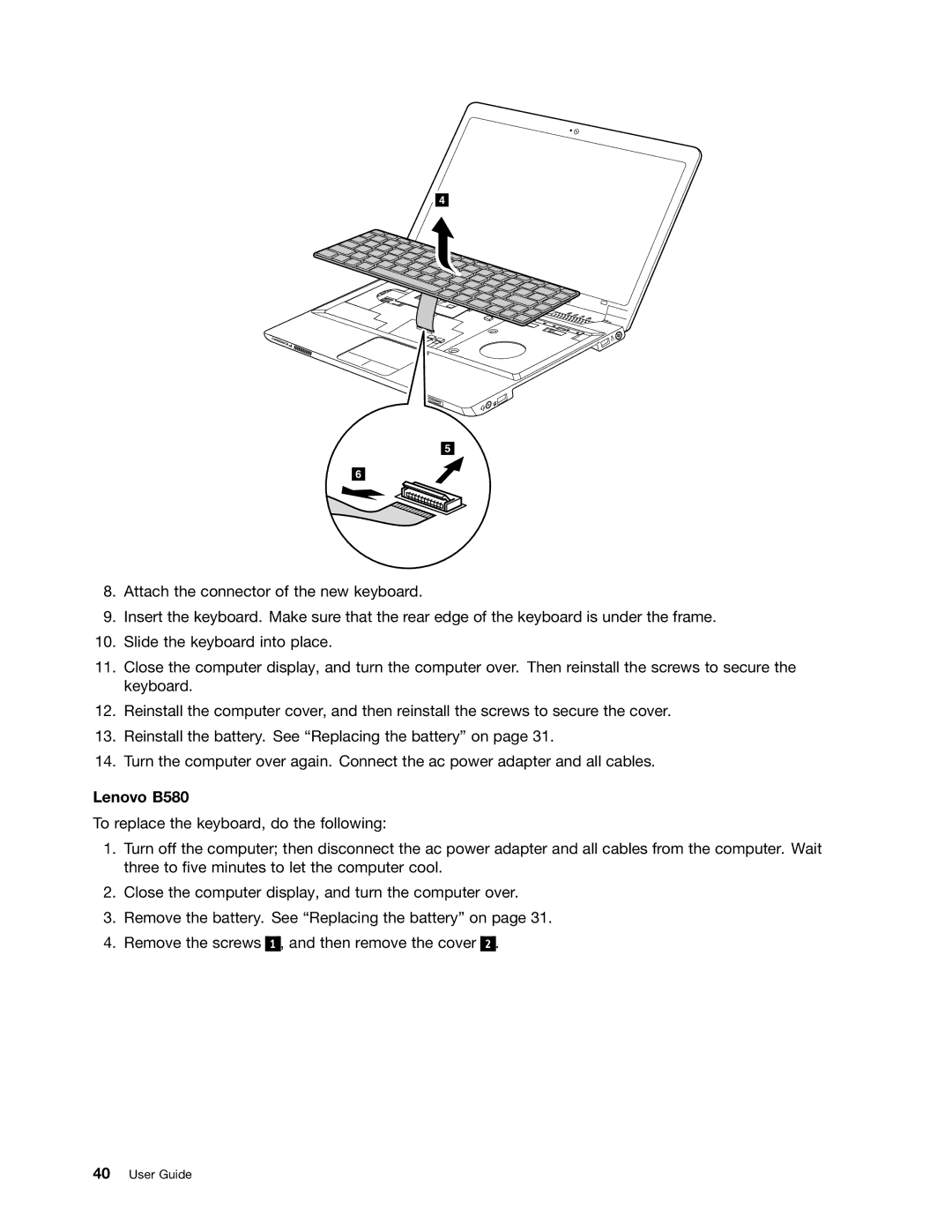 Lenovo B485 manual Lenovo B580 