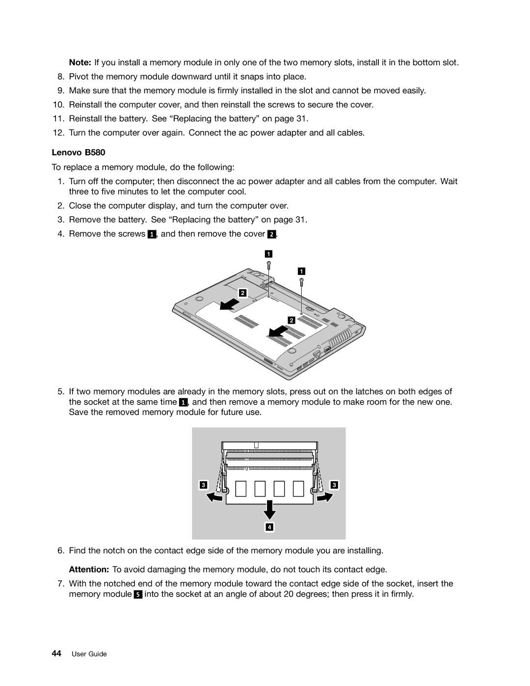 Lenovo B485 manual Lenovo B580 