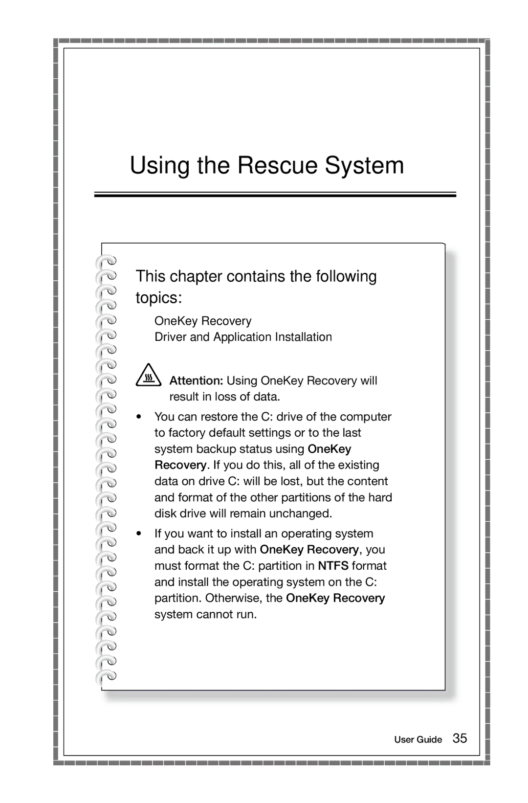 Lenovo 10097/2566 [B340], B545, B345, 10101/3363 [B540p], 10098/2567, 10099/2568 [B540] manual Using the Rescue System 