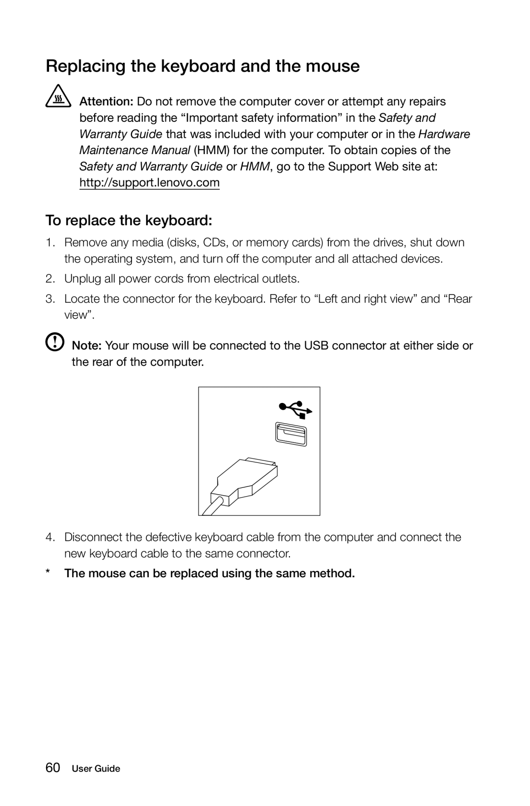 Lenovo 10101/3363 [B540p], B545, B345, B340, 10098/2567 manual Replacing the keyboard and the mouse, To replace the keyboard 