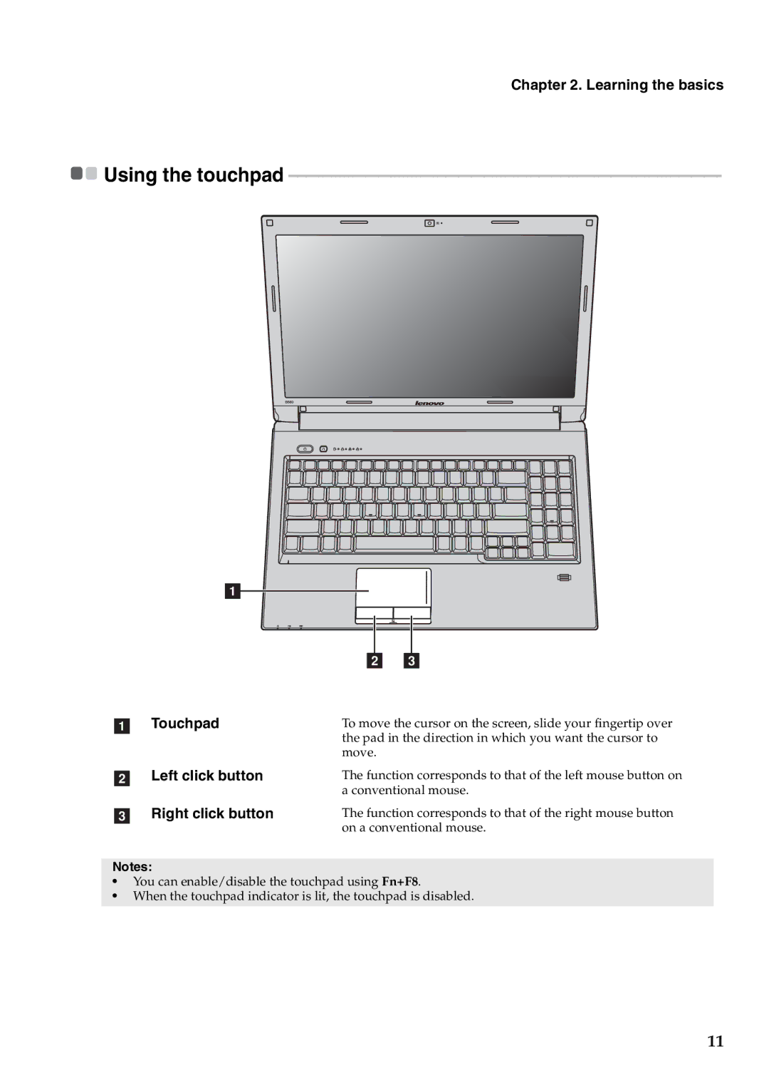 Lenovo B560 manual Left click button, Right click button 