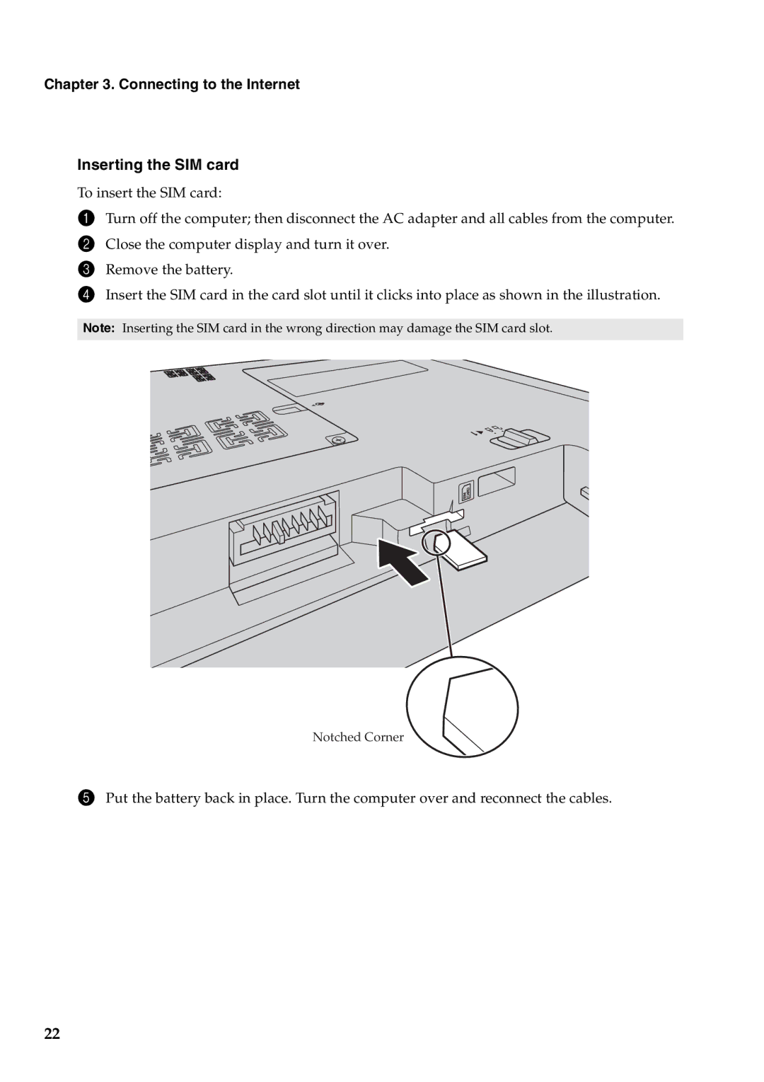 Lenovo B560 manual Connecting to the Internet Inserting the SIM card 