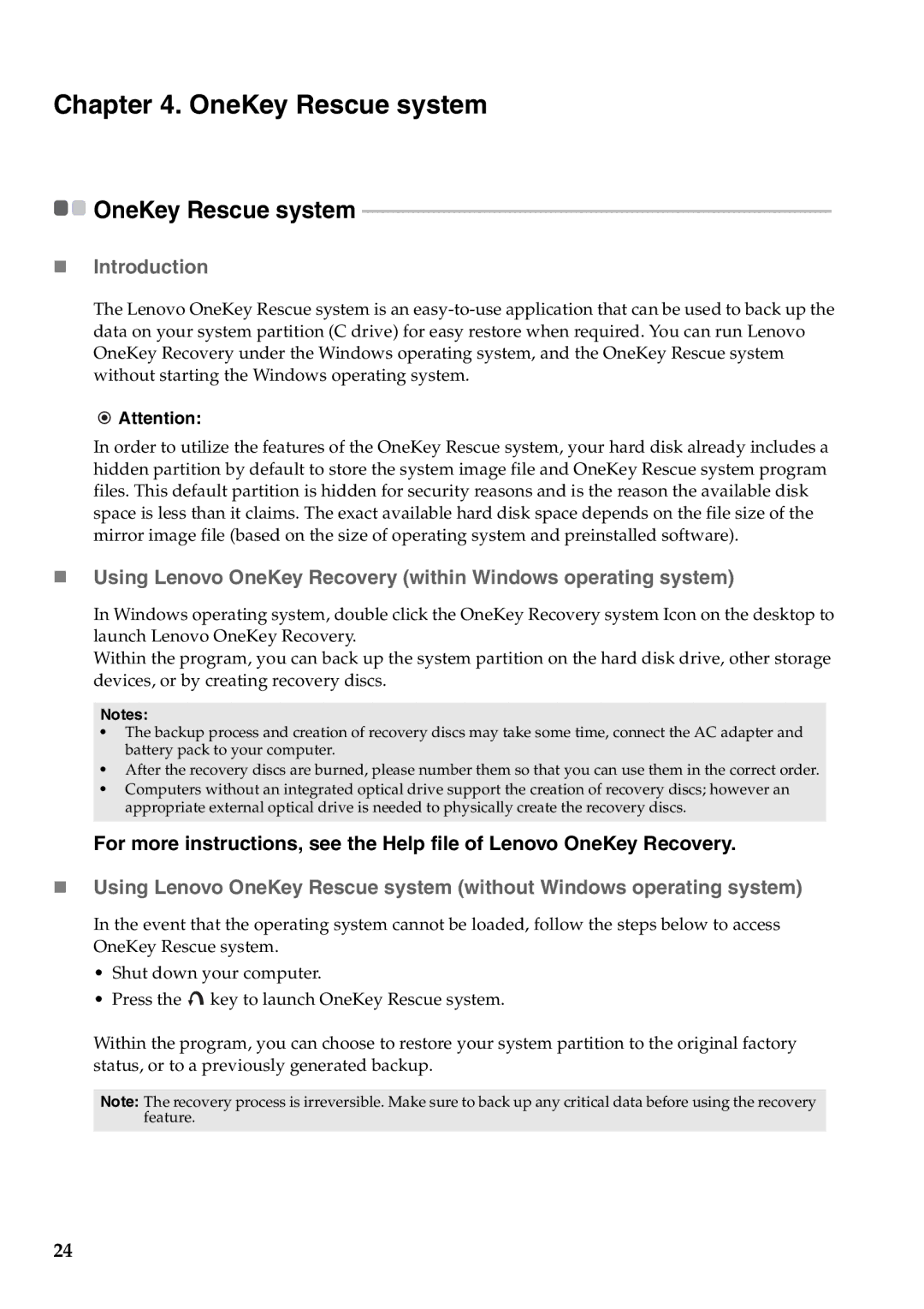 Lenovo B560 manual OneKey Rescue system, „ Introduction 