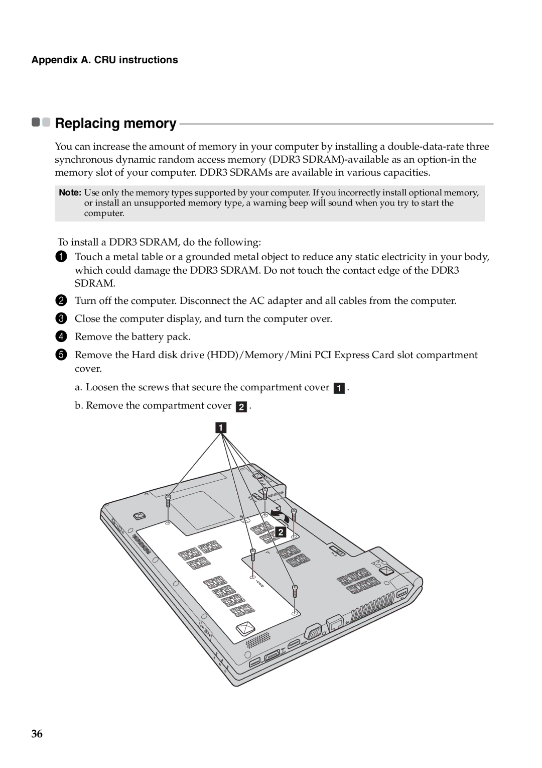 Lenovo B560 manual Sdram 