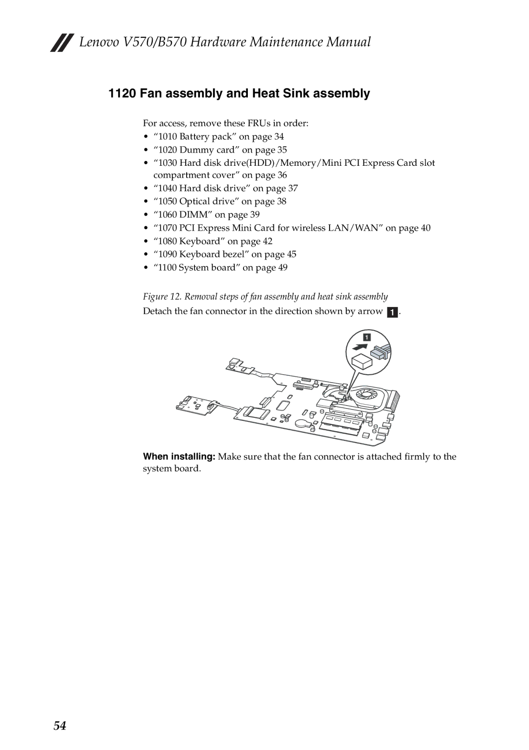 Lenovo B570, V570 manual Fan assembly and Heat Sink assembly, Removal steps of fan assembly and heat sink assembly 