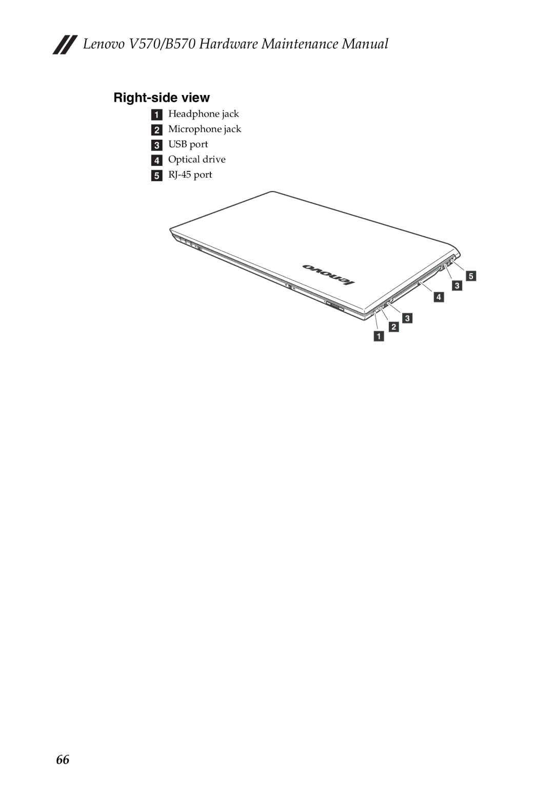 Lenovo B570, V570 manual Right-side view 