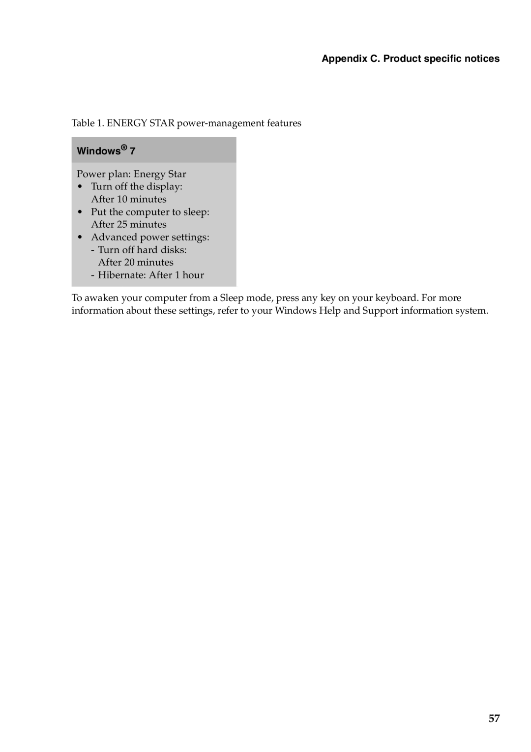 Lenovo B570E manual Appendix C. Product specific notices, Windows 