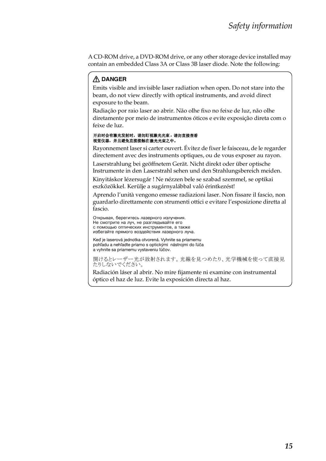 Lenovo B575 manual Safety information 