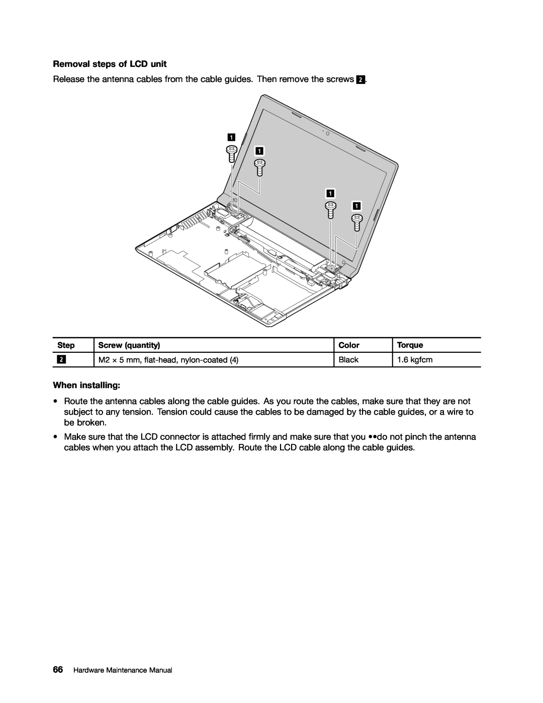Lenovo B575E manual Removal steps of LCD unit, When installing, Hardware Maintenance Manual 