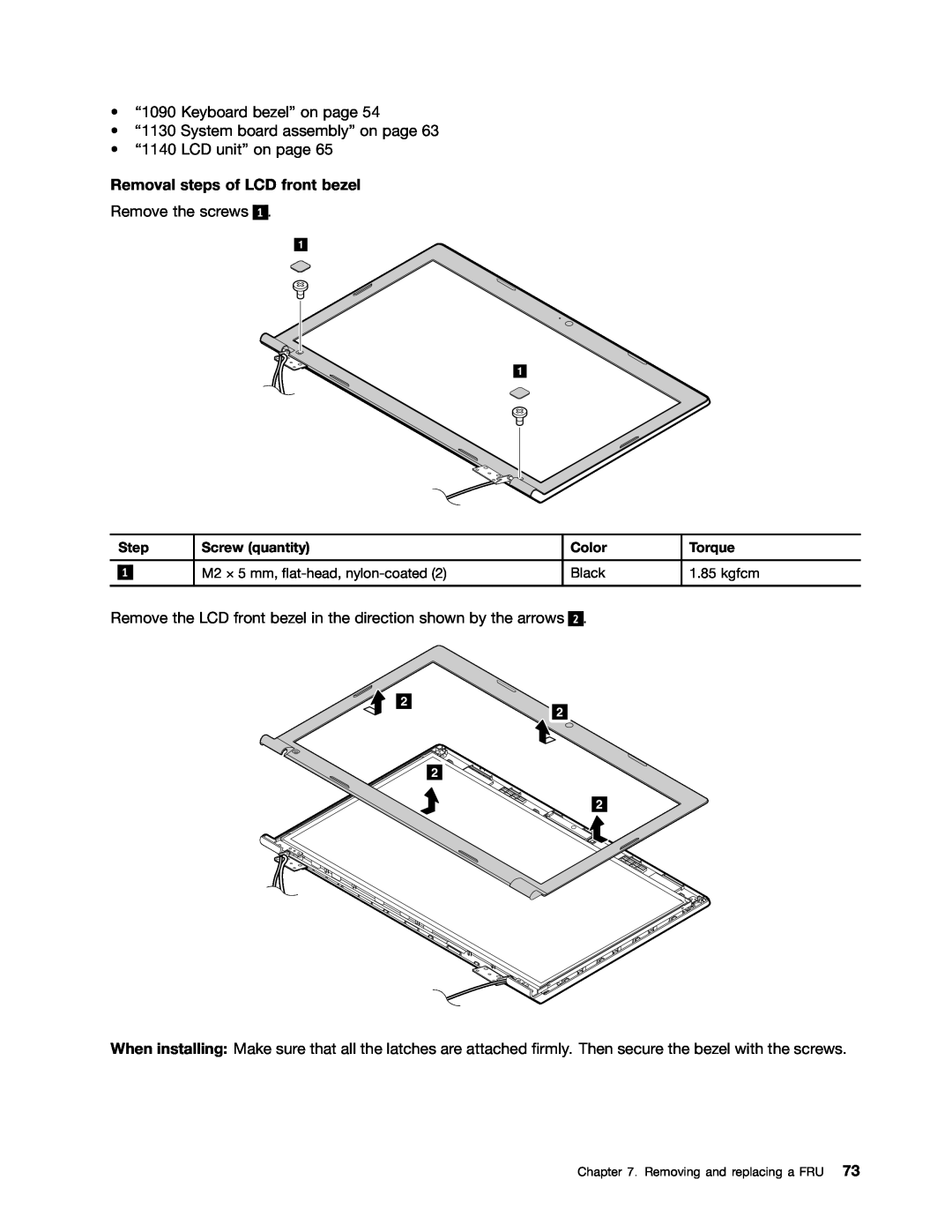 Lenovo B575E manual Removal steps of LCD front bezel 