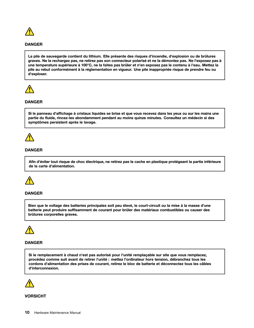 Lenovo B575E manual Vorsicht 