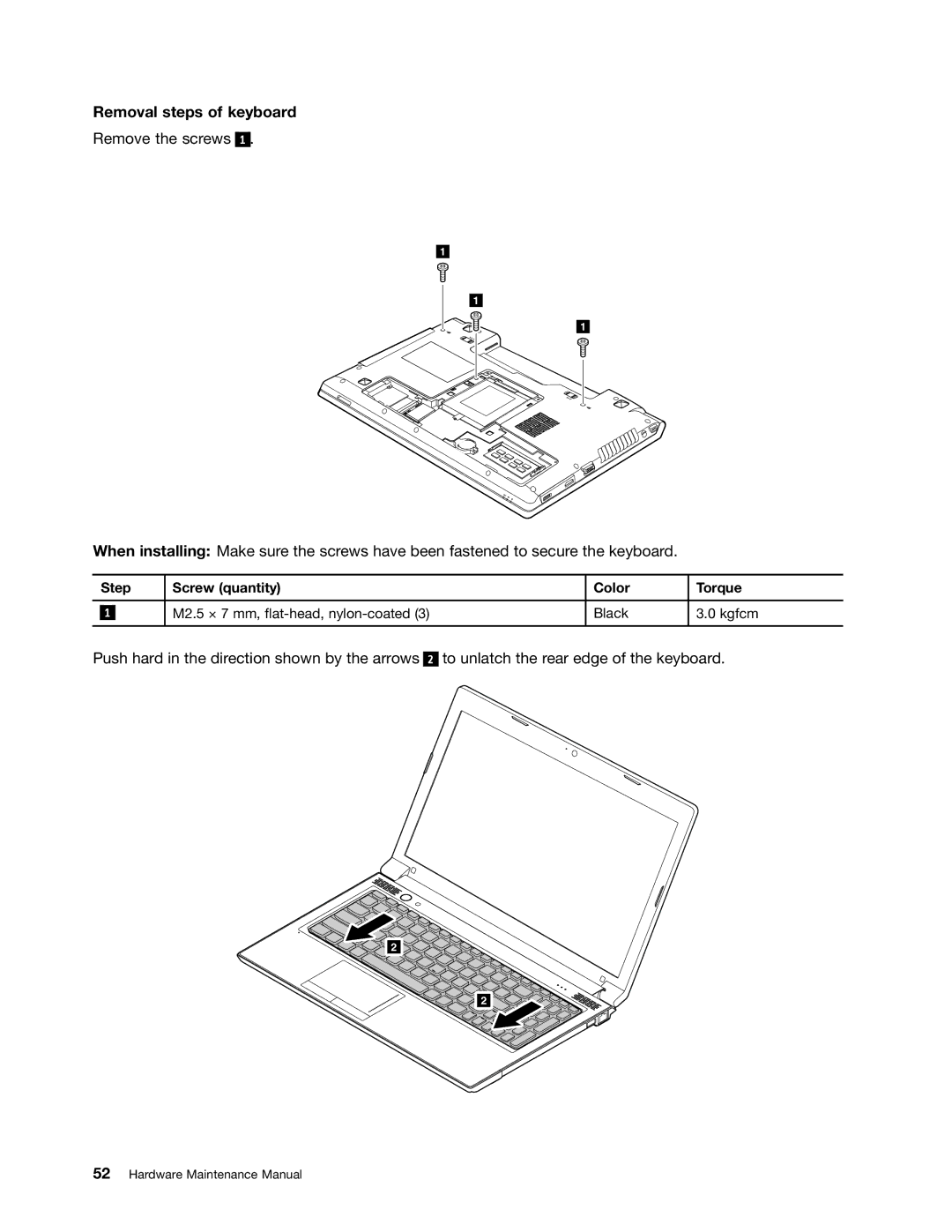 Lenovo B575E manual Removal steps of keyboard 