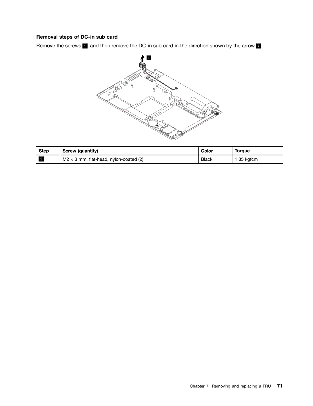 Lenovo B575E manual Removal steps of DC-in sub card 