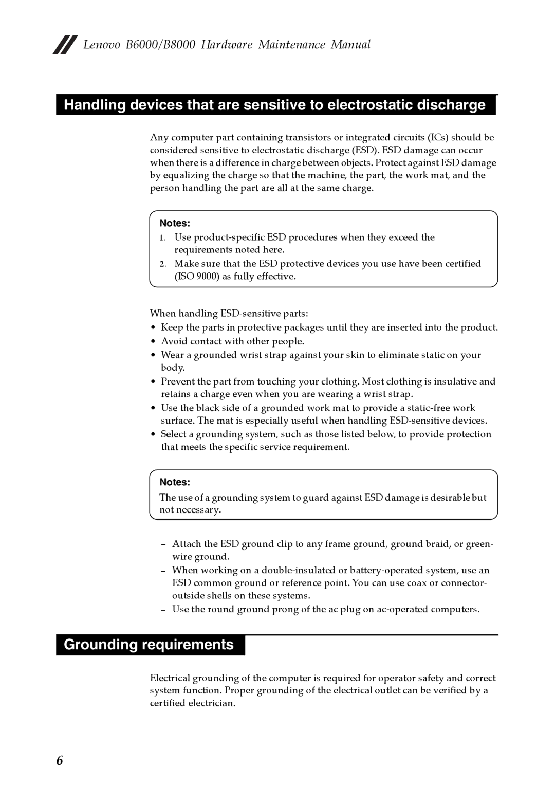 Lenovo B8000, B6000 manual Grounding requirements 