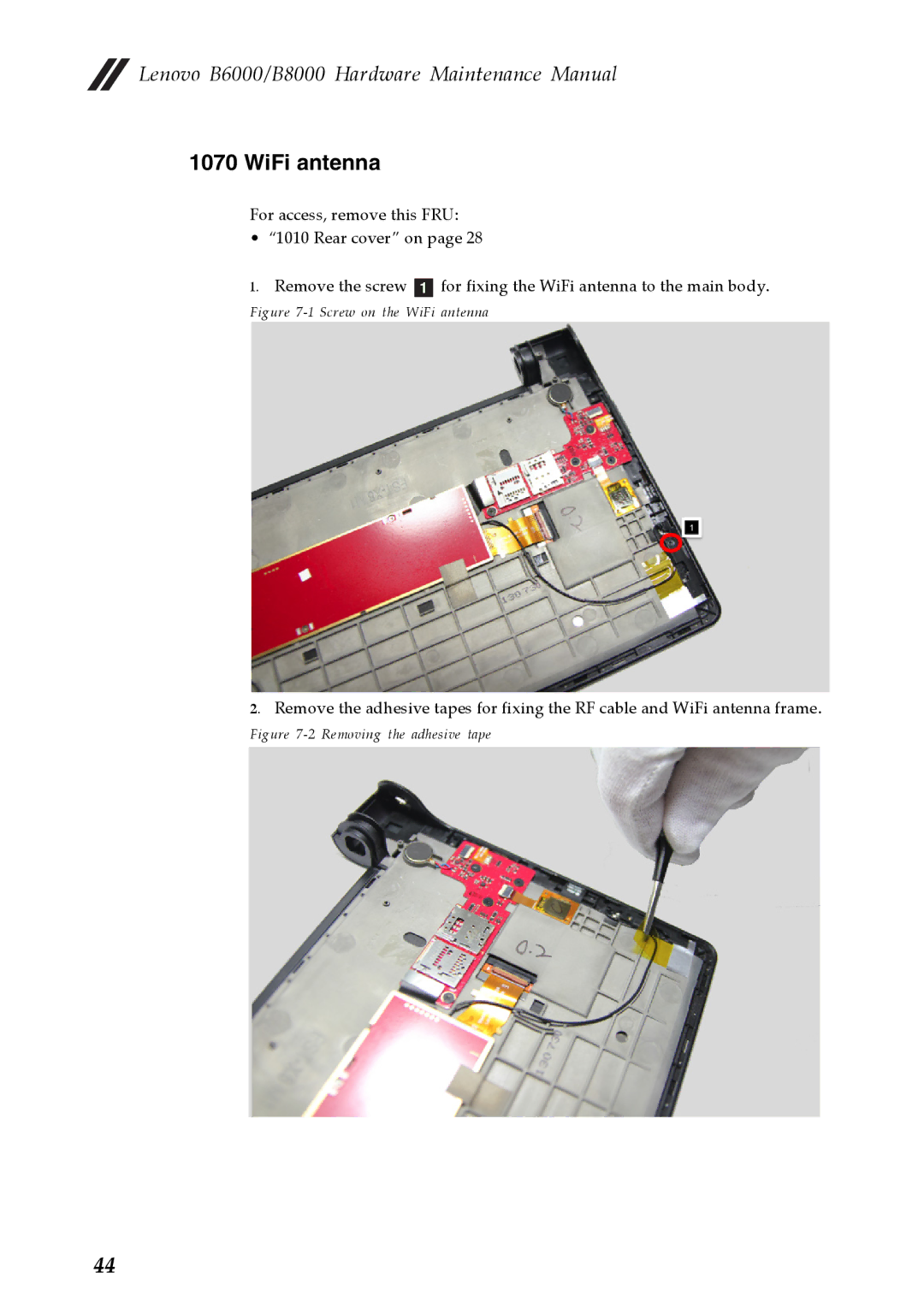 Lenovo B8000, B6000 manual Screw on the WiFi antenna 