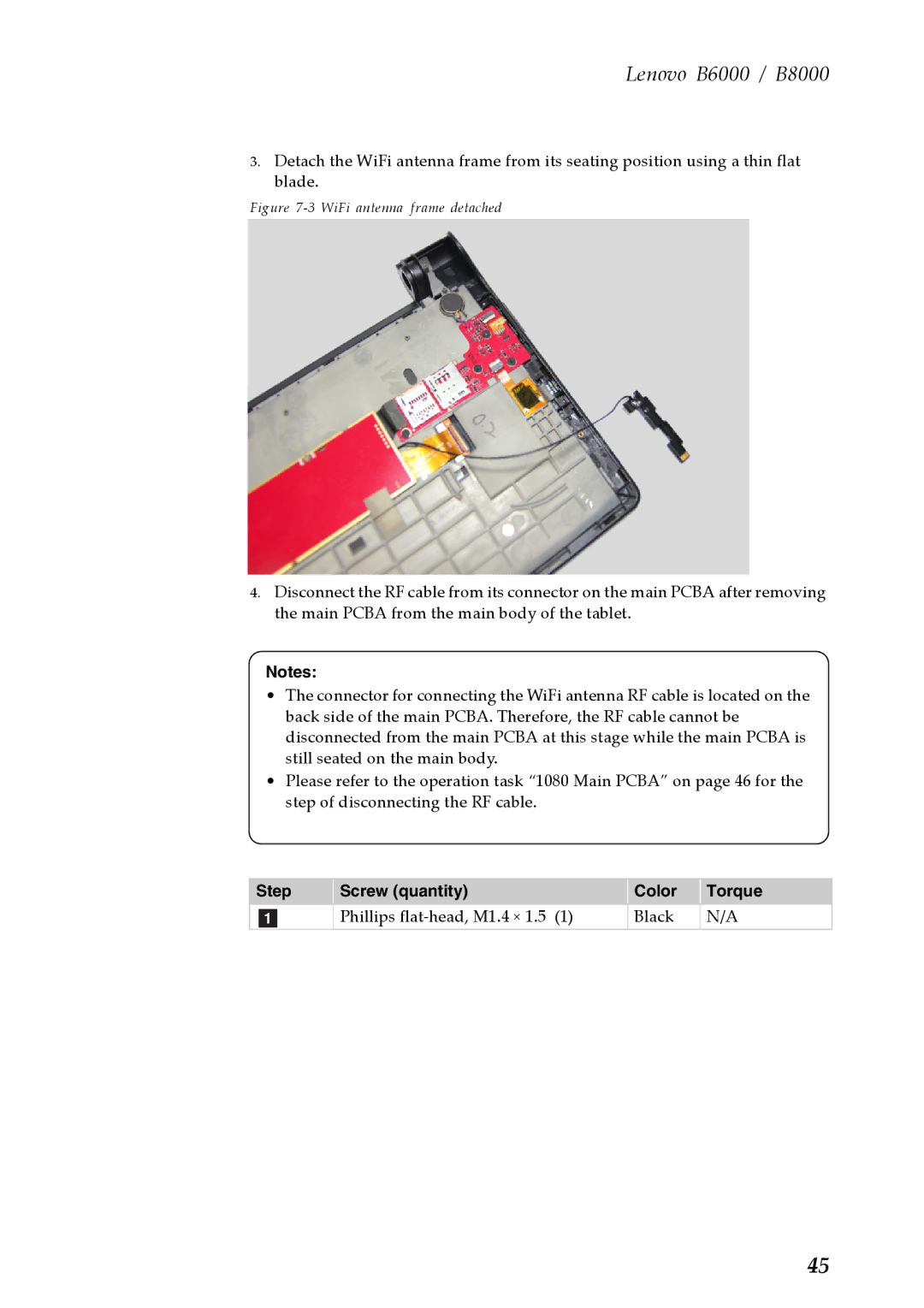 Lenovo B6000, B8000 manual WiFi antenna frame detached 