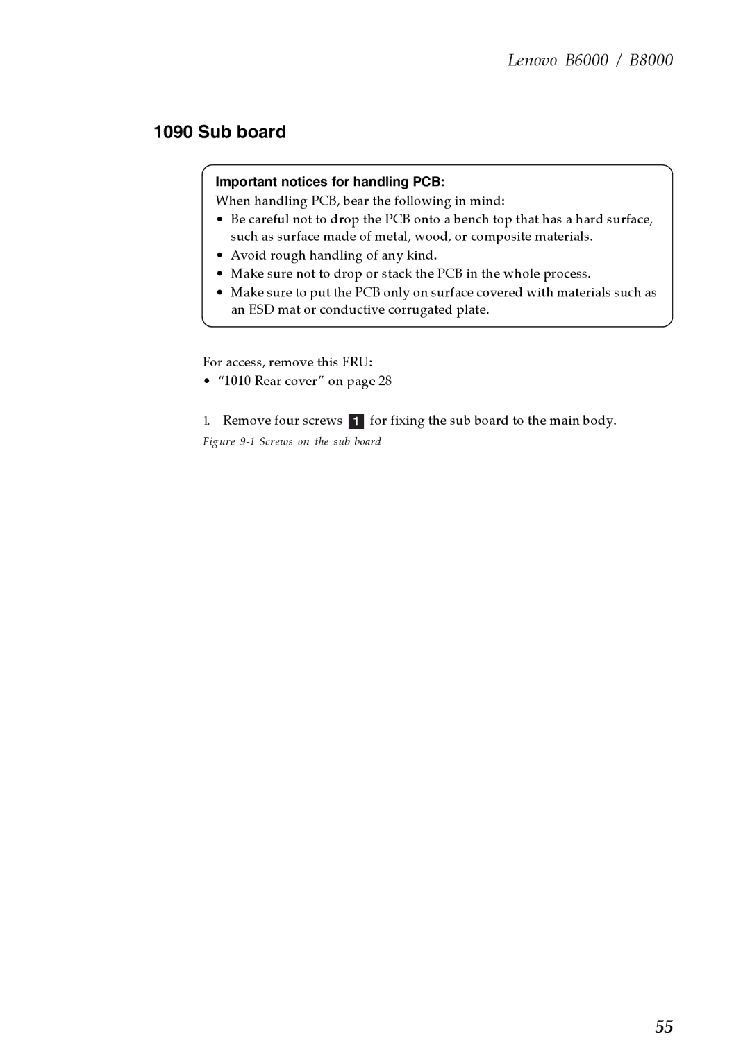 Lenovo B6000, B8000 manual Sub board, Screws on the sub board 
