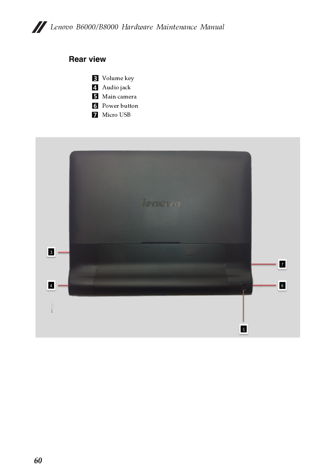 Lenovo B8000, B6000 manual Rear view 