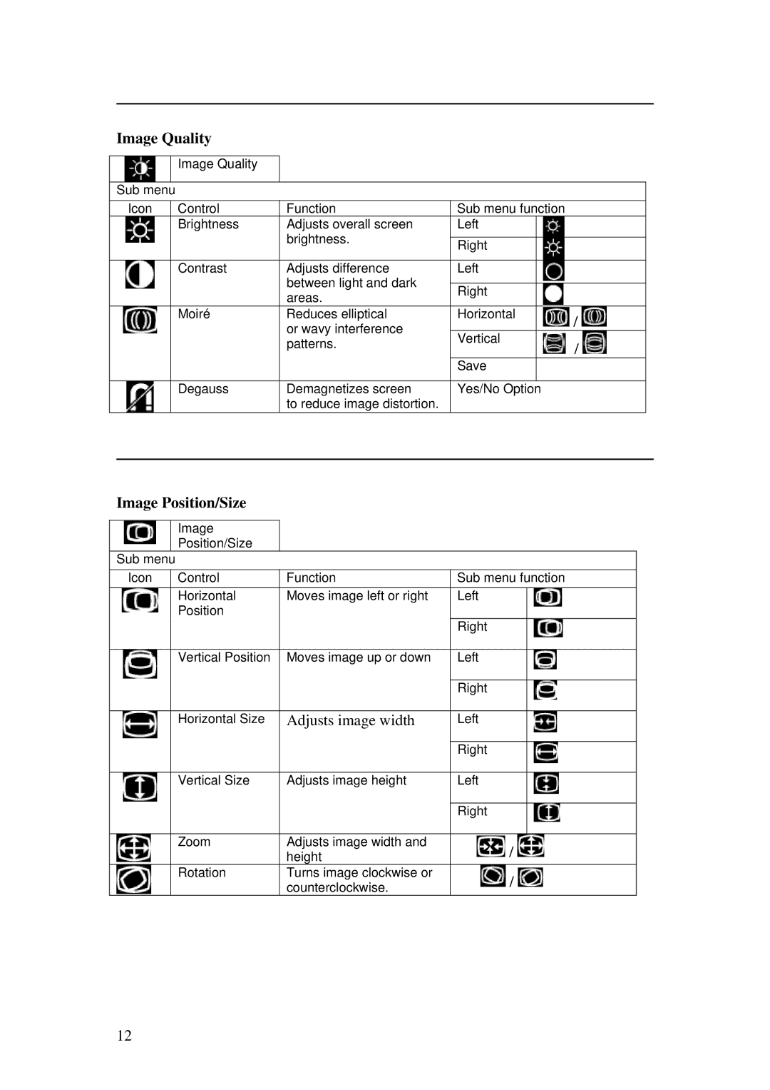 Lenovo C190 manual Image Quality, Image Position/Size 